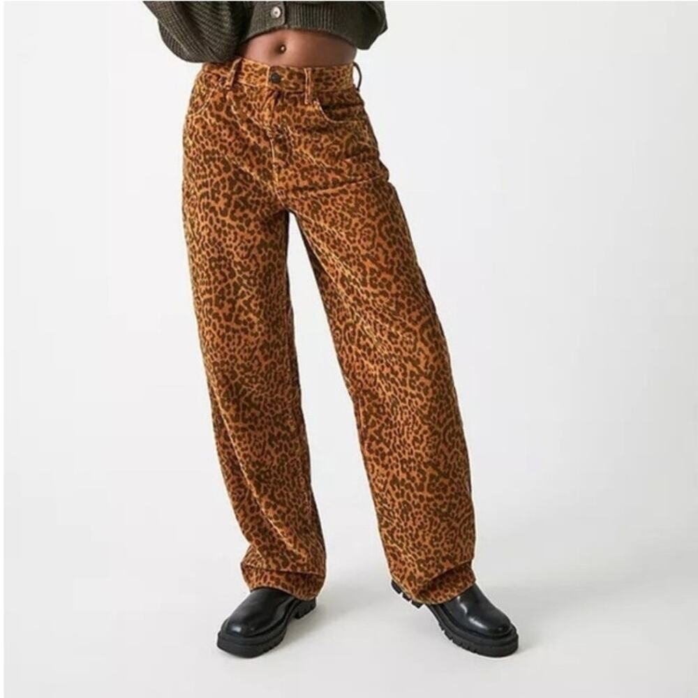 BDG Urban Outfitters Baggy Boyfriend Corduroy Brown Leopard Size 6/W28 Pants